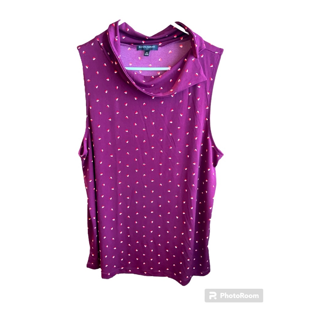 Banana Republic Womens Maroon Red Heart Patterned Cowl Neck Tank top